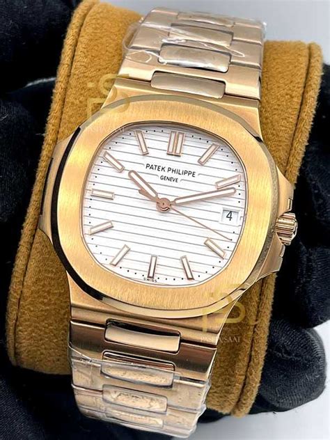 patek philippe nautilus rose gold white dial